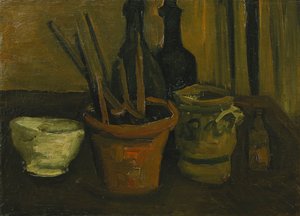 Saksıda Fırçalı Natürmort; Saksıda Fırçalı Natürmort, 1884 by Vincent van Gogh