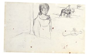 Kadın ve köylü peyzajı üzerine çalışmalar by Vincent van Gogh