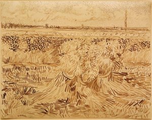 Tahıl demetleri ile buğday alanı by Vincent van Gogh