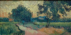 İki armut ağacı ve Auvers kalesi by Vincent van Gogh