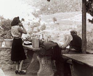 Piknik yapan insanlar, 1955-60 civarı (b/w fotoğraf) by Vincenzo Balocchi