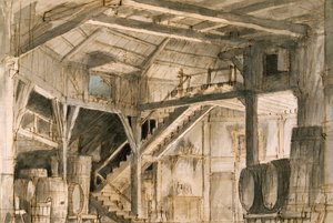 Venedik'teki La Fenice Tiyatrosu'nda sahnelenen Vincenzo Bellini'nin (1801-1835) operası Norma için Francesco Bagnara'nın set tasarımı