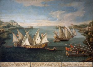 Marco Ivanovich Dobrota'nın Venedik gemileri ile Patras açıklarında Türk gemileri arasında 17 Nisan'da deniz savaşı