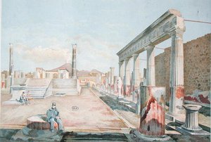 Pompeii Harabeleri Arasında Oturan Muhafız (renkli taş) by Vincenzo Loria