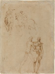 İki Atlı ve İki Erkek Çıplak by Vincenzo Tamagni