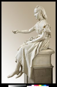 Portrait of Marquise Virginia Busti Porro as a young Girl or Young lady offering a flower