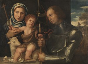 Bir Kadın Aziz ve bir Savaşçı Aziz ile Bebek Aziz John, 1510-20 by Vincenzo di Biagio Catena