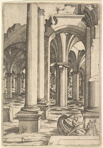 Su Altında Kalan Harabelerde Kürek Çeken Tekneler, ca. 1550-62.