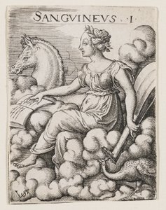 Sanguine Temperament, c.1530-62 (gravür) by Virgilius the elder Solis