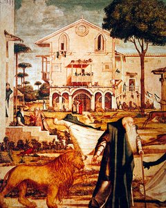 Aziz Jerome Aslanı Evcilleştirmeden Detay, c.1501-09 (ayrıntı 60932) by Vittore Carpaccio
