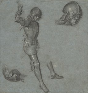 Zırhlı Oturan Bir Gençliğin Çalışmaları, ca. 1505. by Vittore Carpaccio
