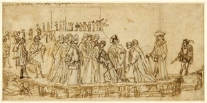 İngiliz Prens Conan babasından veda ederken (kağıt üzerine tebeşir üzerine kalem ve mürekkep) by Vittore Carpaccio