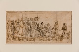 İngiliz Prensi Conan, babasının vedasını alıyor (kağıt üzerine tebeşir üzerine kalem ve mürekkep) (5933931 tarihli recto) by Vittore Carpaccio