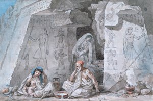Eski Bir Mezarın Dışındaki Mısırlı Aile, 19. Yüzyıl