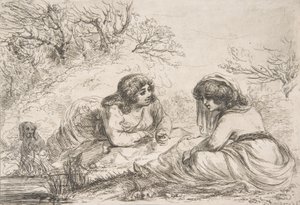 Bir Manzarada İki Kadın, 18.- 19. yüzyıl başı, 18.- 19. yüzyıl başı. by Vivant Denon