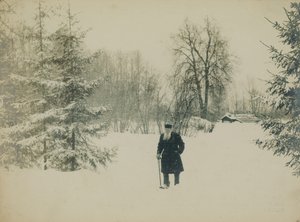 Kont Lev Nikolaevich Tolstoy yürüyor. by Vladimir Grigorievich Chertkov