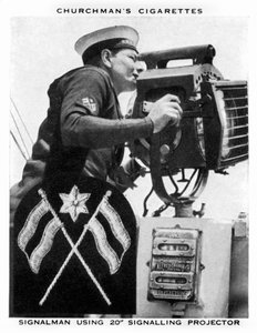 20 Sinyal Projektörü kullanan Signalman, 1937.