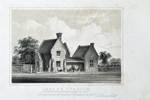 Lenton İstasyonu, Nottingham ve Mansfield Demiryolu, 1848 dolayları (kağıt üzerine renkli taşbaskı)