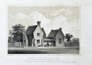 Lenton İstasyonu, Nottingham ve Mansfield Demiryolu c1848 (kağıt üzerinde renkli litografi)