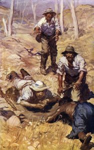 Kaptan Gray ve ekibi su buluyor (renkli taş) by W.R.S. (after) Stott