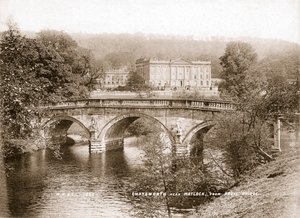 Chatsworth House ve Derwent Nehri üzerindeki köprü, Derbyshire, 1853 by WR and S