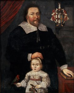 Sir Edward Lawrence oğlu ve papağanıyla birlikte by W. (attr. to) Flesshier