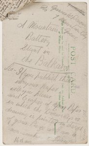 Liverpool Weekly Courier editörüne kartpostal, 14 Ağustos 1918 (kartpostalda kurşun kalem) by W. Dawson