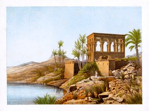 Nil Nehri kıyısındaki Mısır tapınağı, Mısır, c1870.