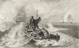 Erie Gölü Savaşı (lito) by John Ward Dunsmore