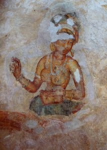 Sri Lanka, Sigiriya arkeolojik kompleksindeki kızların freskleri (UNESCO Dünya Mirası Listesi) by John Ward Dunsmore