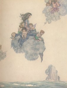 Havadaki Çocuklarının Geri Kalanıyla, Pembe Bulutun Yükseklerinde Yükseldi, c1930 by William Heath Robinson