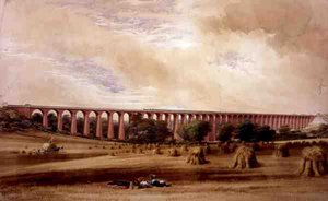 Welwyn Viyadüğü, c.1850 (kağıt üzerine suluboya) by W. Humber
