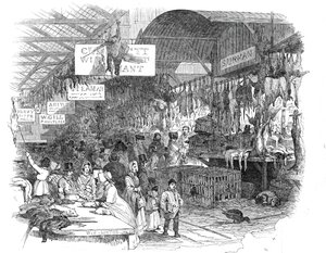 Leadenhall Pazarı, Noel arifesinde, 1845. by W. J. Linton