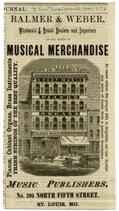 Balmer ve Weber Müzik Ürünleri Toptan ve Perakende Satıcıları ve İthalatçıları, 206 North Fourth Street. by W. Mackwitz