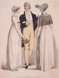 İki kadın ve gece elbisesi giyen bir adam, 1808