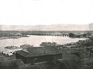 Min Nehri ve Büyük Köprü, Foochow, Çin, 1895. by W and S Ltd
