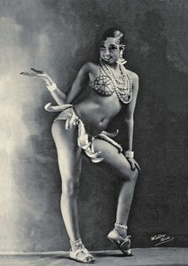 Josephine Baker ünlü Muz kostümünü giyiyor, 1927 dolayları (s/b fotoğraf)