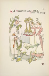 Kaz tutan bir şef. Tepsi taşıyan iki bayan by Walter Crane