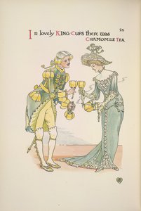 Papatya çayı tutan bir erkek ve bir kadın by Walter Crane