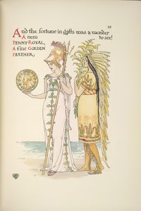 Britannia ve Kızılderili kostümlü bir kadın by Walter Crane