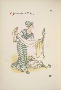 Keten giysiler. bir şal tutan kadın by Walter Crane