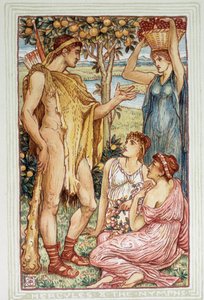 Herkül (Herakles) ve periler - Walter Crane tarafından “Kızlar ve erkekler için harika bir kitap” da by Walter Crane