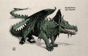 Mitolojik ejderha Ashchemon Çiziminin Walter Crane tarafından 1899