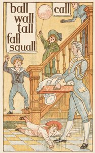 L harfiyle biten kafiyeli sözler. Çocuklar ve uşak. Altın astar. by Walter Crane