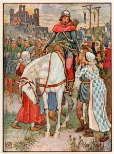 Robin Hood köylüler tarafından teşekkür edildi by Walter Crane