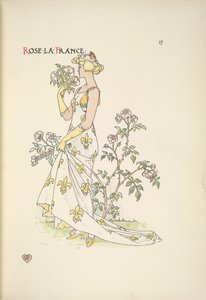 Fransa Gülü. Bir buket çiçek kokulu genç bir kadın by Walter Crane