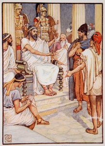 Solon bir köleyi serbest bırakıyor, c.595, Mary Macgregor'un Yunanistan'ın Öyküsü'nden bir örnek by Walter Crane