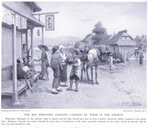 Çocuk Hideyoshi sokaklarda odun ibneleri satıyor by Walter Frederick Roofe Tyndale
