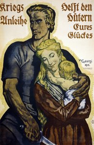 Birinci Dünya Savaşı 1914-1918. Savaş Kredisi bonolarına abone olanlar için Almanca poster by Walter Georgi