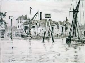 Chelsea Dock (kağıt üzerine mürekkep) by Walter Greaves